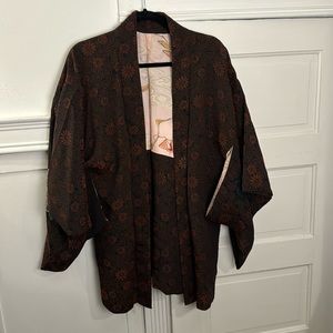 From Japan black yukata with metallic thread floral details
